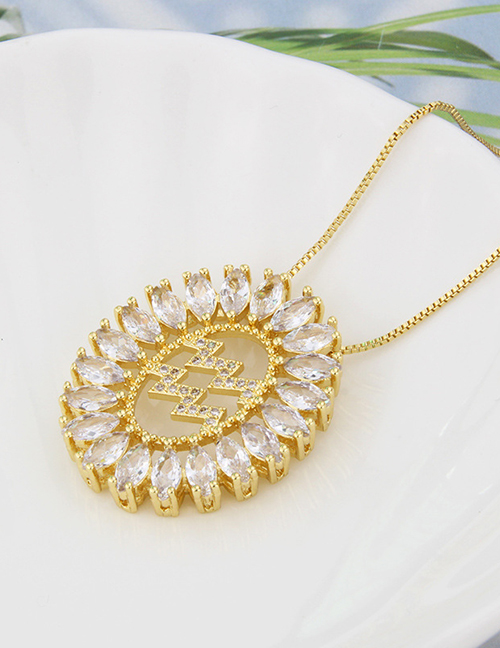 Fashion Yellow Gold Aquarius Twelve Constellations Gold-plated Copper Round Zircon Necklace