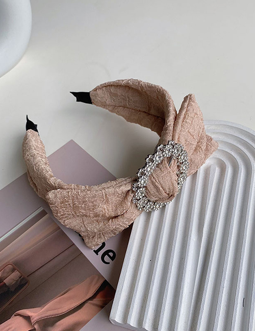 Fashion Khaki Lace Printed Bowknot Rhinestone Broad Side Headband