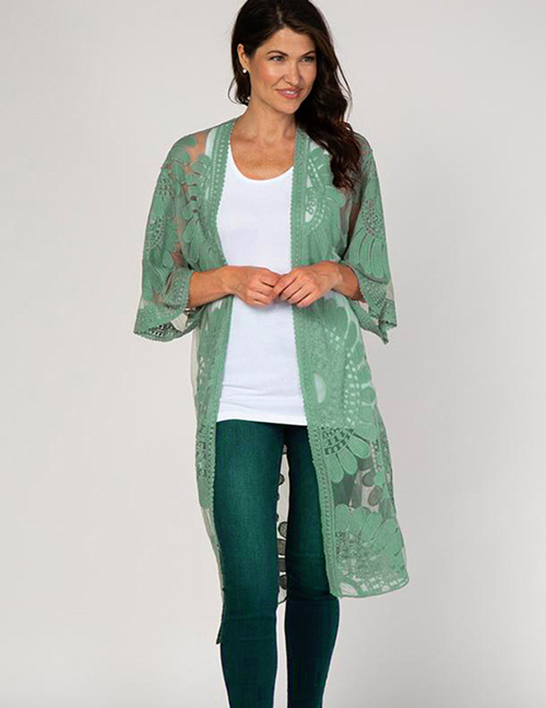 Fashion Green Lace Embroidered Sunscreen Clothing