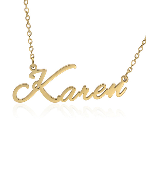 Fashion Karen-gold Stainless Steel English Letter Necklace