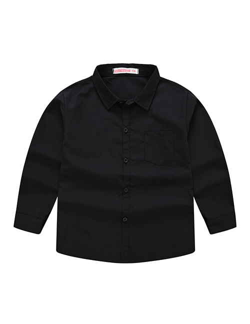 Fashion Black Children's Long-sleeved Suit Collar Shirt