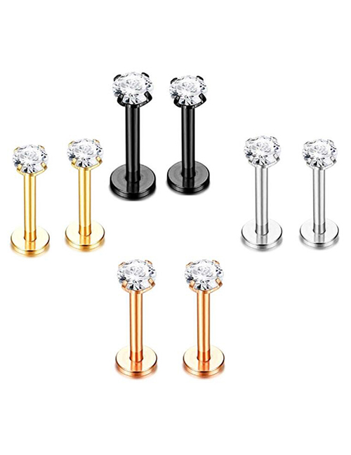 Fashion Rose Gold 1mm Stainless Steel Piercing Jewelry Nose Stud Earrings (single)