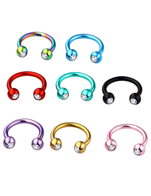 Fashion Pink Stainless Steel C-shaped Nose Nail Piercing Jewelry (single)