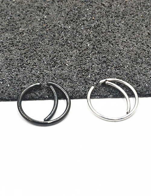 Fashion 8mm Black Stainless Steel Moon Ear Bone Ring (single)
