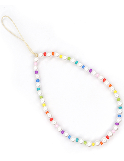 Fashion Color Imitation Pearl Rice Bead Beaded Mobile Phone Lanyard