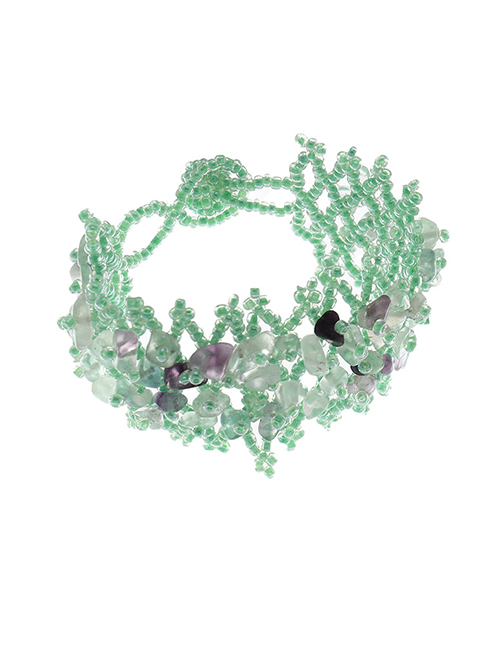 Fashion Green Geometric Colored Stone Beaded Braided Bracelet