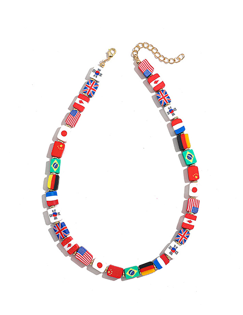 Fashion Style 7 A20-1-3-3 Colorful Rice Beads Beaded Fruit Eyes Flag Necklace