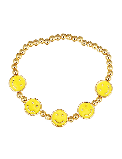 Fashion Yellow Copper Beaded Smiley Face Bracelet