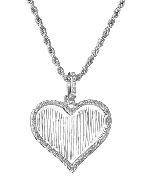 Fashion 3.0*70 Square Pearl Steel Color Zircon And Diamond Heart-shaped Twist Chain Necklace