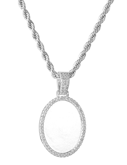 Fashion 1.0*70nk Chain Steel Color Oval Micro Diamond Twist Chain Necklace