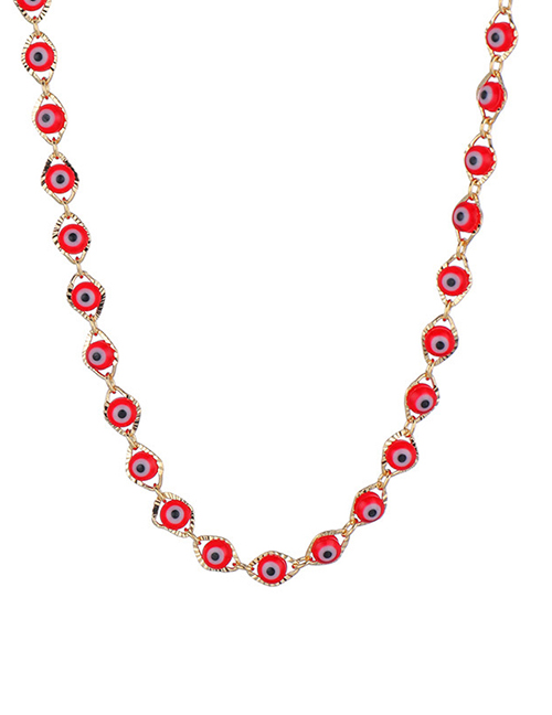 Fashion Red Stainless Steel Eye Necklace