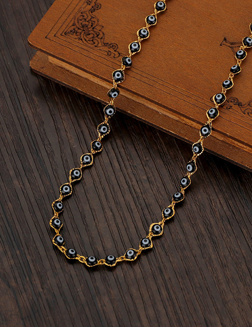 Fashion Black Stainless Steel Eye Necklace