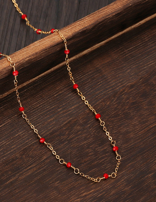 Fashion Style 1 Red Stainless Steel Colorful Rice Bead Necklace