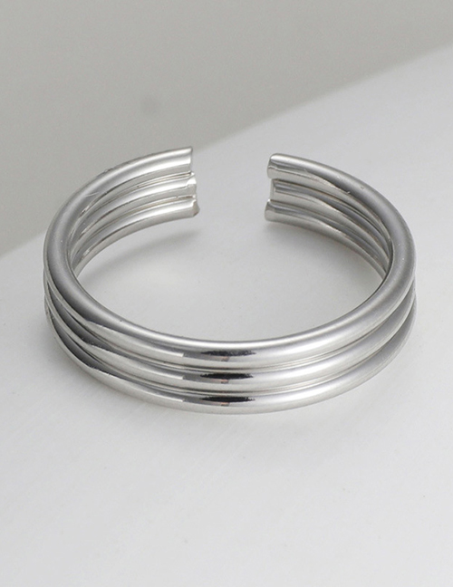 Fashion Three-line Open Ring Steel Color Titanium Steel Winding Pattern Open Ring