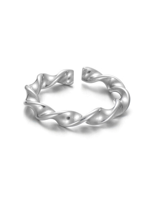 Fashion Spiral Open Ring Steel Color Titanium Steel Spiral Open Ring