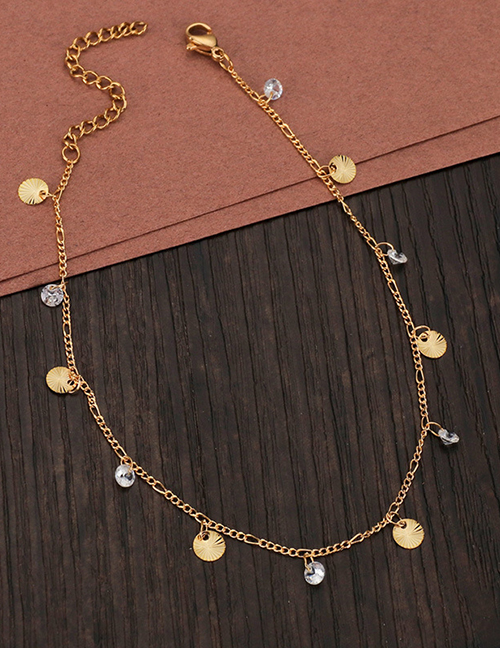 Fashion A007 Tassel Round Coin Five-pointed Star Crystal Anklet