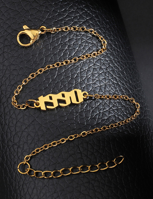 Fashion Gold Color 1990 Titanium Steel Vintage Chain Splicing Bracelet