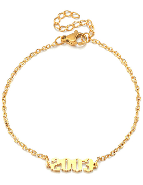 Fashion Gold Color 2003 Titanium Steel Vintage Chain Splicing Bracelet