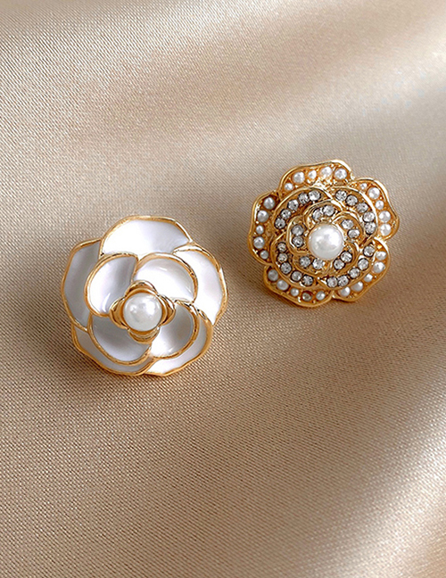 Fashion Gold Color Camellia Stud Earrings