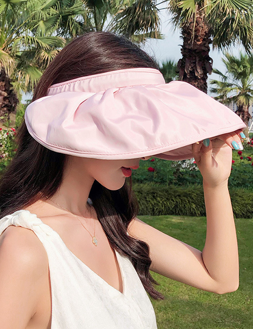 Fashion Shell Hat Pink Large-brimmed Black Rubber Sunshade Sun Hat