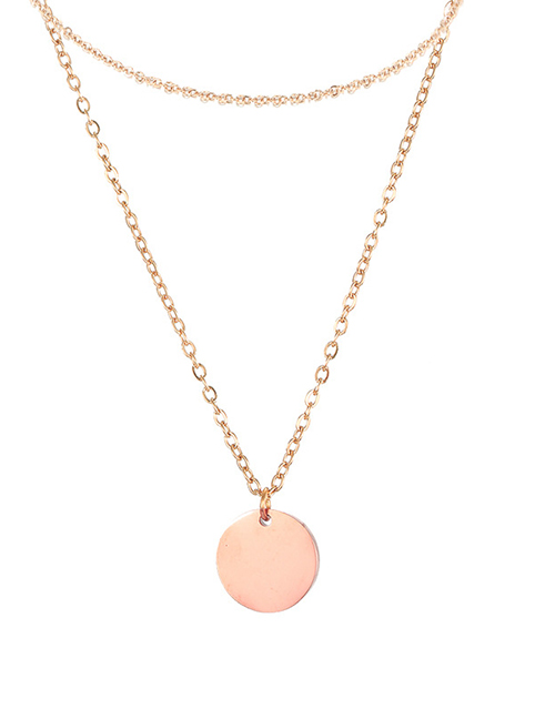 Fashion Rose Gold Stainless Steel Gold-plated Disc Multilayer Necklace