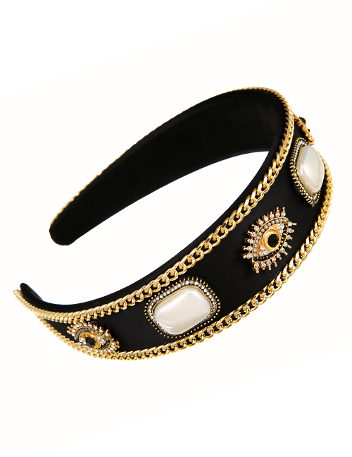 Fashion Black Cloth Alloy Chain Diamond Eye Headband