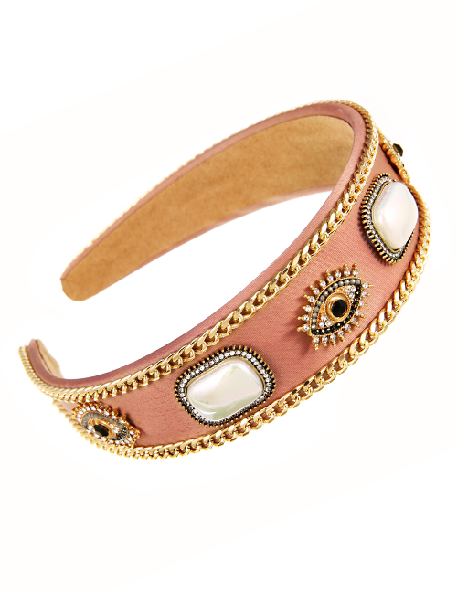 Fashion Pink Cloth Alloy Chain Diamond Eye Headband