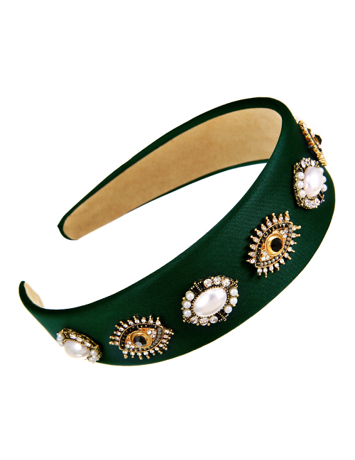 Fashion Green Cloth Alloy Diamond Eye Headband