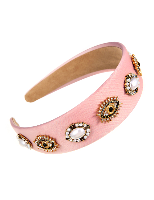 Fashion Pink Cloth Alloy Diamond Eye Headband