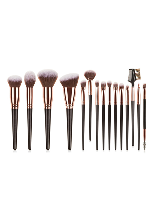 Fashion 15 Branch-big Mac-brown Gold Set Of 15 Beauty Makeup Brushes