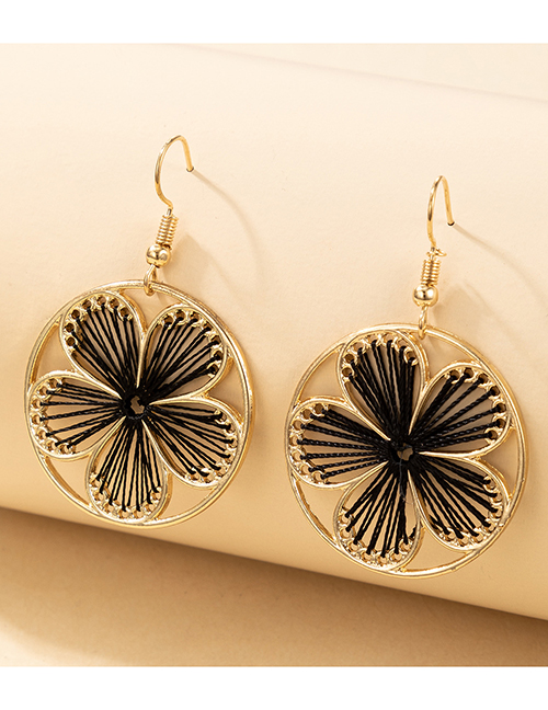 Fashion Gold Color Hollow Woven Flower Earrings