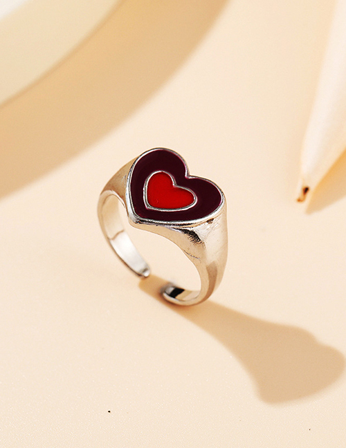 Fashion 10# Drop Oil Double Love Ring