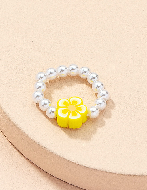 Fashion Yellow Flowers Pearl Beaded Flower Love Ring