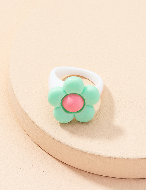 Fashion Green Flowers Acrylic Resin Flower Ring