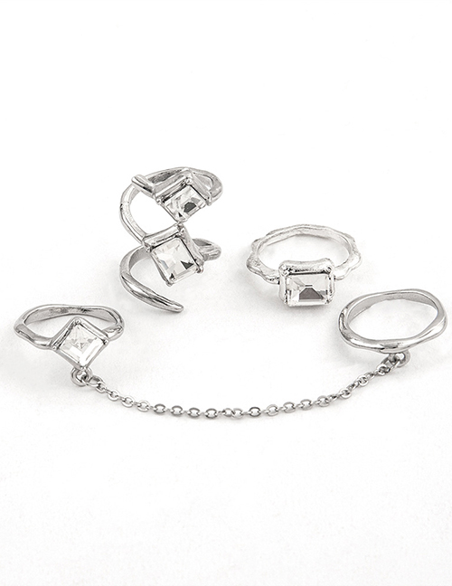 Fashion Main Picture Three-piece Gemstone Chain Ring Set