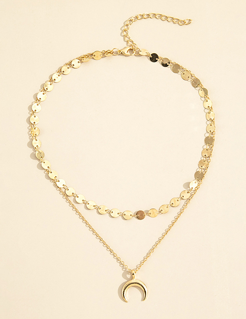 Fashion Main Picture Double-layer Disc Moon Double-layer Necklace