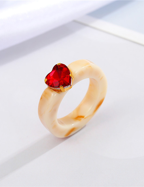 Fashion White Diamond Resin Heart Ring