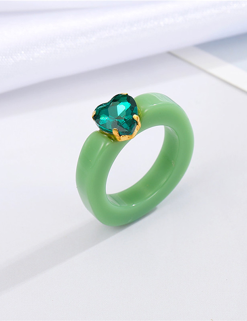 Fashion Green Diamond Resin Heart Ring