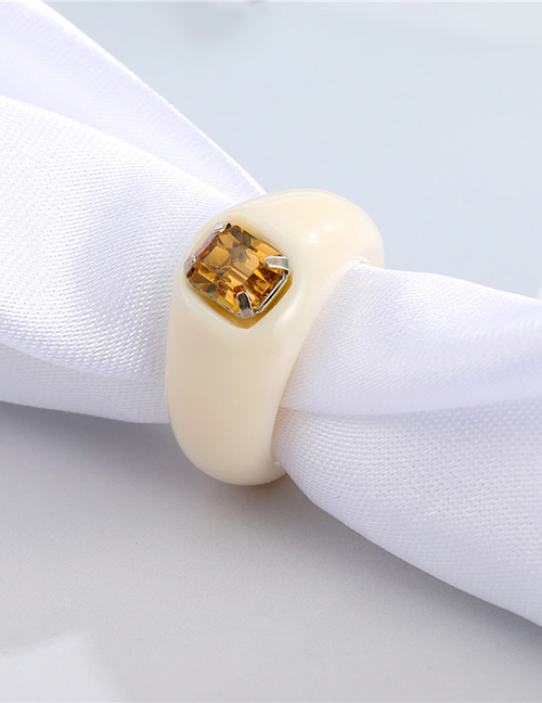 Fashion White Diamond Resin Geometric Ring