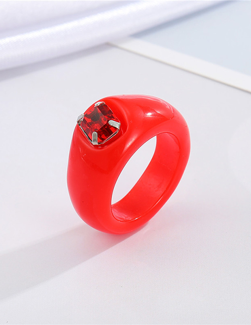 Fashion Red Diamond Resin Geometric Ring