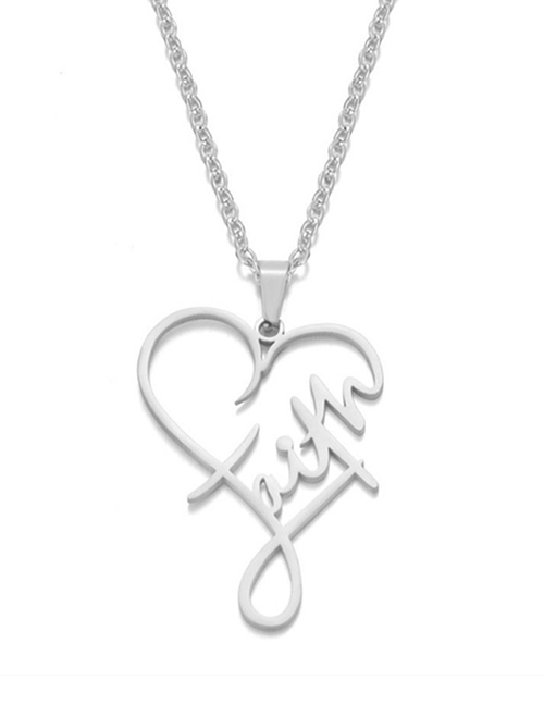 Fashion Steel Color Titanium Steel Love Letter Necklace