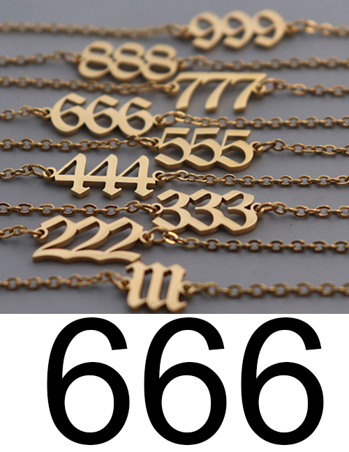 Fashion 666-gold Titanium Steel Digital Chain Anklet