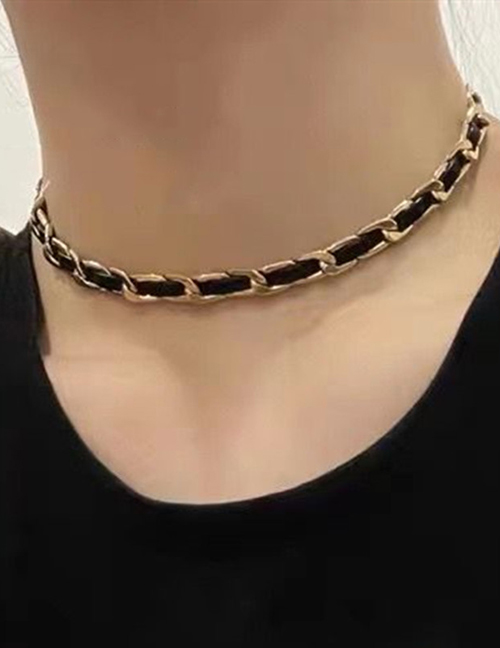 Fashion Gold Color Braided Titanium Steel Belt Necklace