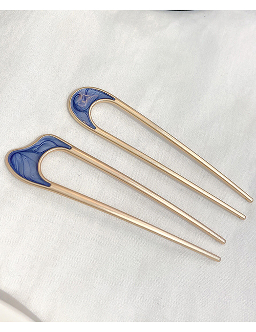 Fashion Blue U-shaped Irregular Hairpin