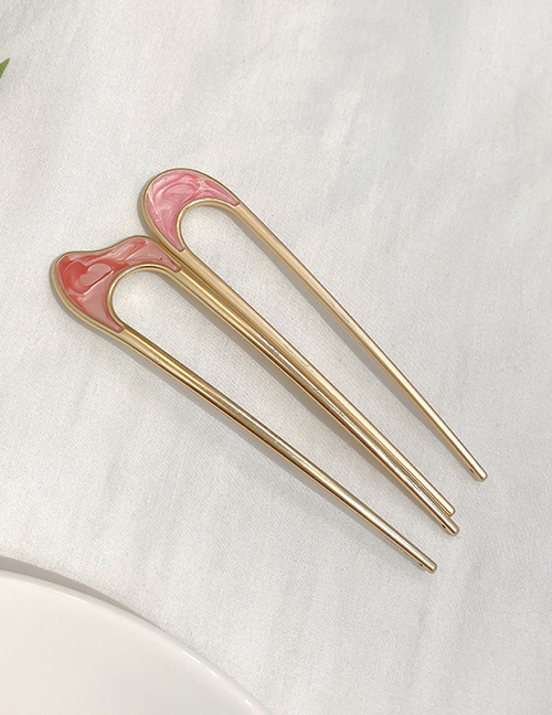 Fashion Pink U-shaped Irregular Hairpin