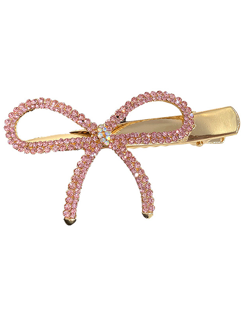 Fashion Pink Rhinestone Bow Hairpin