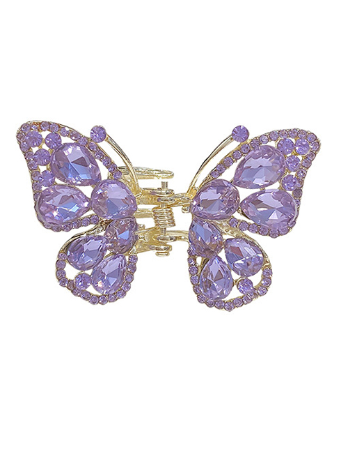 Fashion Purple Diamond-studded Butterfly Catch