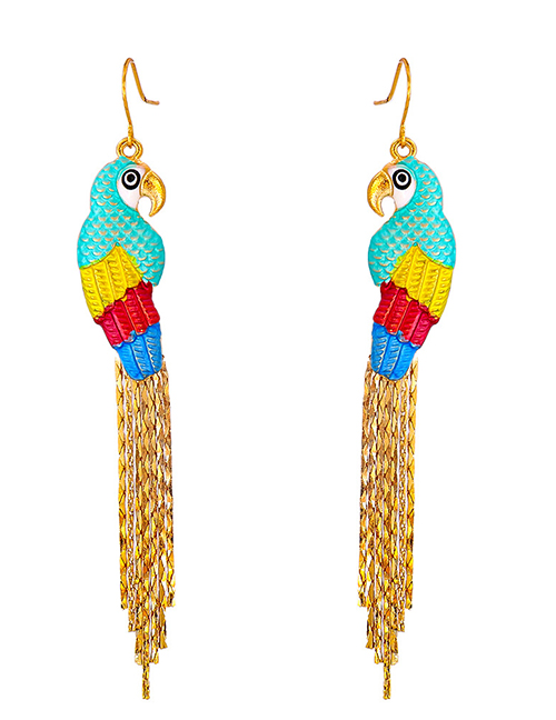 Fashion Blue Tassel Bird Earrings