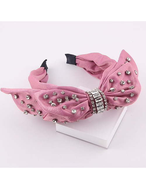 Fashion Pink Diamond-studded Bow Headband