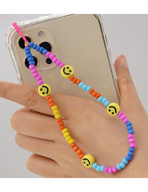 Fashion Qt-k210039d Color Matching Smiley Phone Chain